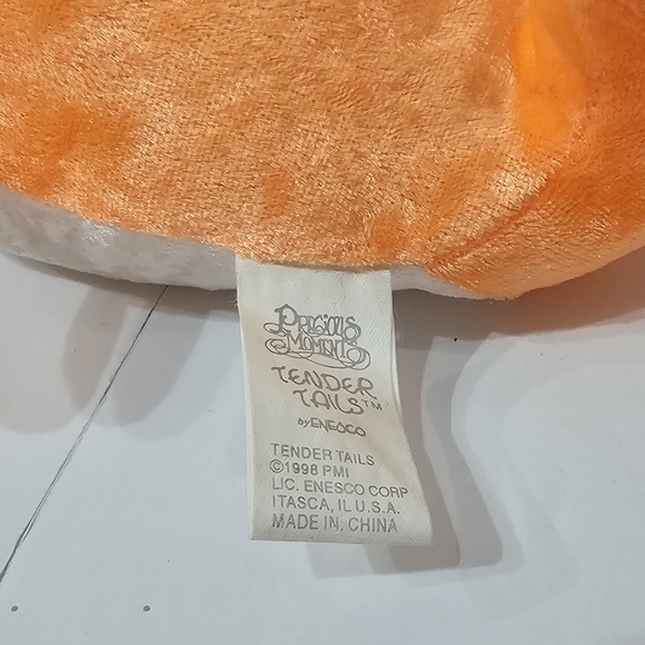 1998 Precious Moments Tender Tails 7" Orange Whale Enesco Bean Bag Plush EUC - Picture 7 of 9